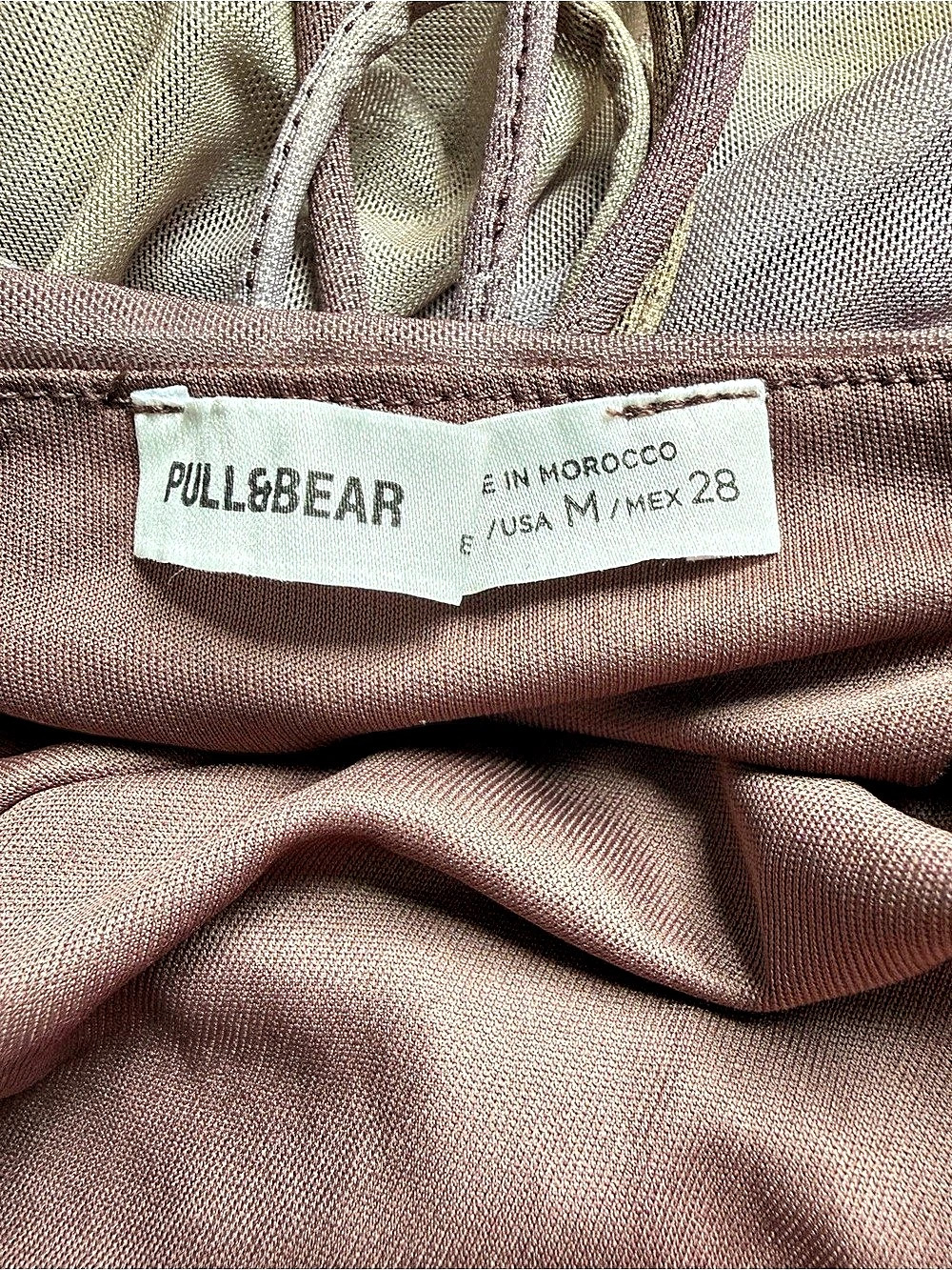 Pull&Bear Mauve Mesh Ruched Ruffle Mini Dress Size M - Picture 6 of 7